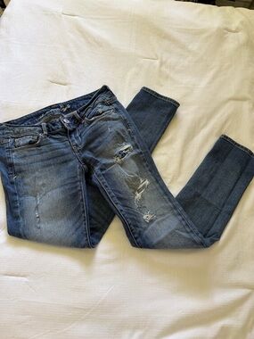 American Eagle Outfitters Distressed Dark Blue Skinny Jeans